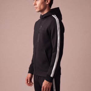 Sjeng Sports Men's Hooded Jacket Memphis B001 heren vest in het zwart met doorlopende rits en capuchon