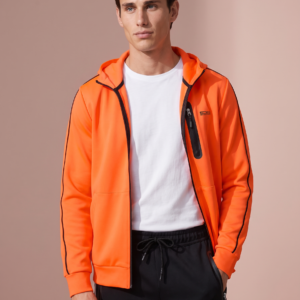 Sjeng Sports Men's Hooded Jacket Memphis O026 heren vest in het oranje met doorlopende rits en capuchon