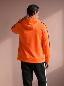 Sjeng Sports Men's Hooded Jacket Memphis O026 heren vest in het oranje met doorlopende rits en capuchon
