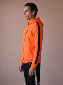 Sjeng Sports Men's Hooded Jacket Memphis O026 heren vest in het oranje met doorlopende rits en capuchon