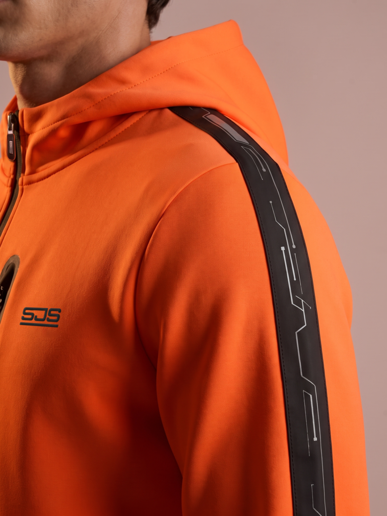 Sjeng Sports Men's Hooded Jacket Memphis O026 heren vest in het oranje met doorlopende rits en capuchon