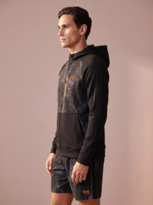 Sjeng Sports Men's Jacket Mike B001 heren sportvest in het zwart met doorlopende ritssluiting en capuchon