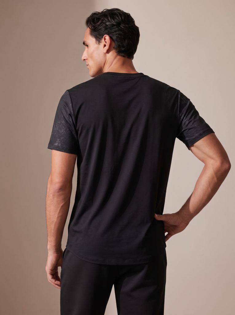 Sjeng Sports Men's Tee Nexus Nexus-B001 heren sportshirt in het zwart met korte mouwen en ronde hals