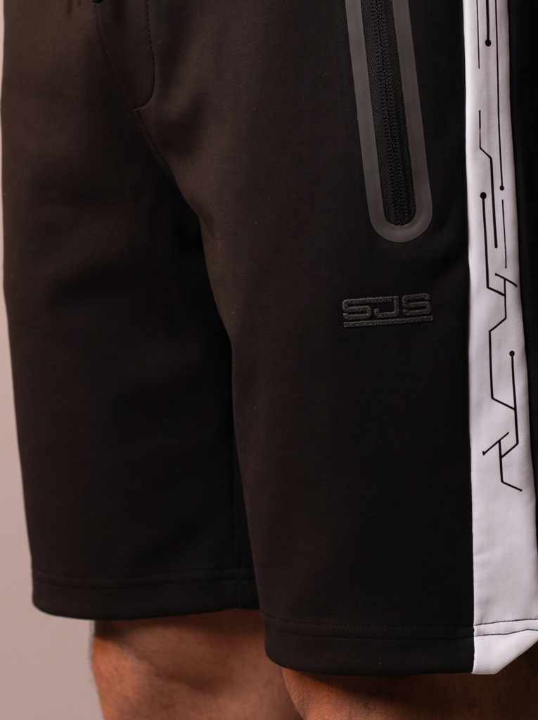 Sjeng Sports Men's Short Pasquale B001 heren sportshort in het zwart met elastische tailleband en diepe zakken