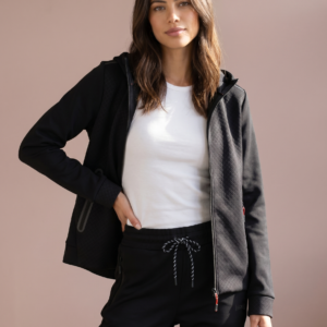 Sjeng Sports Lady Hooded Jacket Rotonda dames vest met doorlopende ritssluiting, capuchon en vrouwelijke getailleerde pasvorm