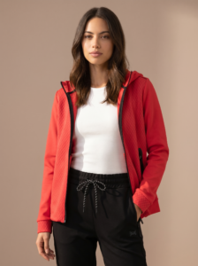 Sjeng Sports Lady Hooded Jacket Rotonda dames vest met doorlopende ritssluiting, capuchon en vrouwelijke getailleerde pasvorm