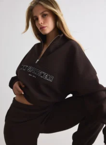 Aim'n Varsity Sweat Half Zip trui voor dames in het bruin