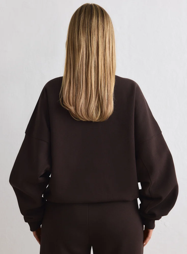 Aim'n Varsity Sweat Half Zip trui voor dames in het bruin