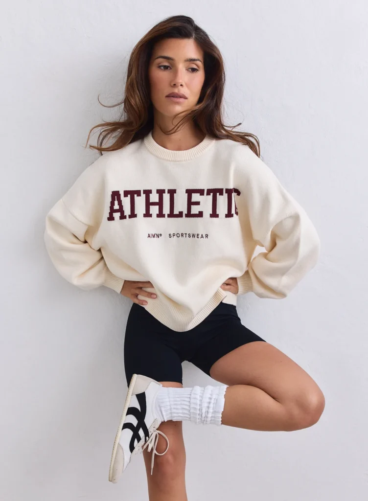 Aim'n Athletic Knit Sweatshirt 26081532-050 dames trui in de kleur grijs met een stijlvolle gebreide kwaliteitsstructuur