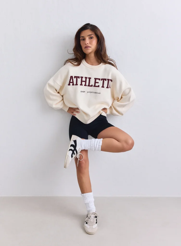 Aim'n Athletic Knit Sweatshirt 26081532-050 dames trui in de kleur grijs met een stijlvolle gebreide kwaliteitsstructuur