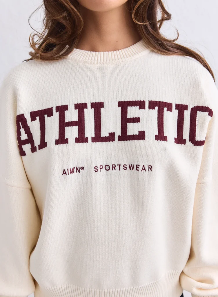Aim'n Athletic Knit Sweatshirt 26081532-050 dames trui in de kleur grijs met een stijlvolle gebreide kwaliteitsstructuur