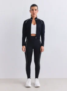 Aim'n Black Sense Contrast Tights 25030689-010 dames sportlegging in het zwart met stijlvolle contrastdetails en hoge taille