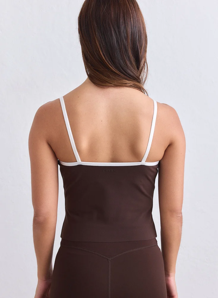 Aim'n Chocolate Sense Contour Singlet 26041554-147 dames top in de kleur Chocolate bruin met figuurvolgende contourlijnen