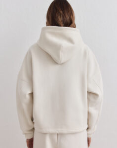Aim'n Cream Varsity Sweat Zip Hood 26081529-050 dames vest met rits en capuchon in de kleur Cream crème met Varsity logo