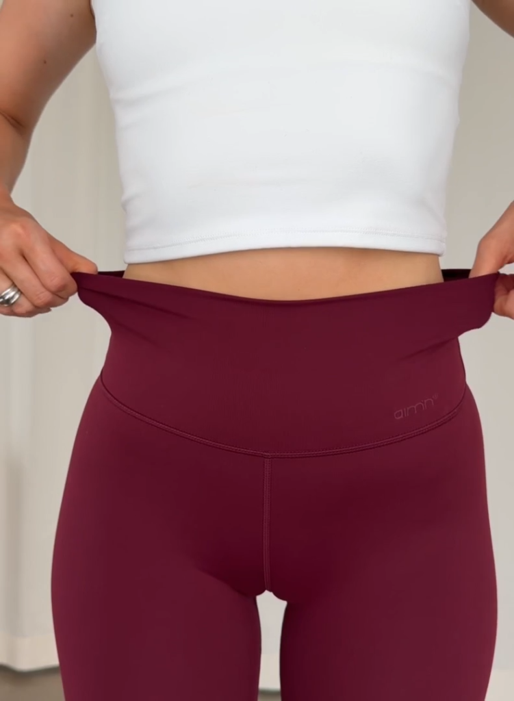 Aim'n Merlot Sense Tights 23070055-187 dames sportlegging in de kleur Merlot bordeauxrood met hoge taille