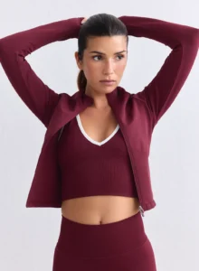 Aim'n Merlot Shape Seamless Zip Jacket 25030807-187 dames naadloos jasje met ritssluiting in de kleur Merlot bordeauxrood