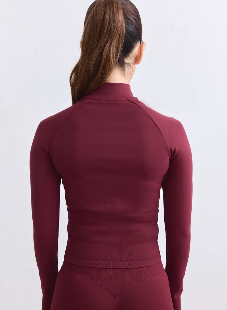 Aim'n Merlot Shape Seamless Zip Jacket 25030807-187 dames naadloos jasje met ritssluiting in de kleur Merlot bordeauxrood