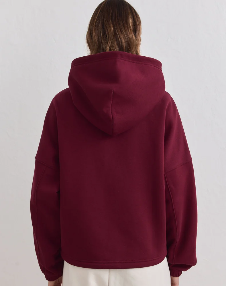 Aim'n Merlot Varsity Sweat Zip Hood 26081529-187 dames vest met rits en capuchon in de kleur Merlot bordeauxrood