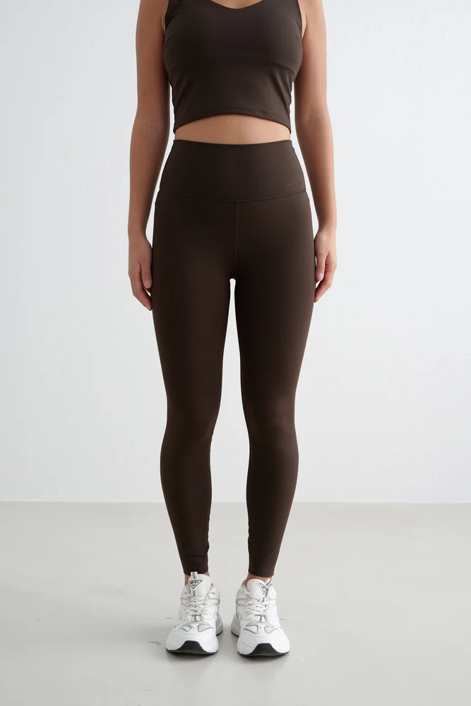 Aim'n Sense Tight Chocolate 23070055-147 dames sportlegging in de kleur Chocolate bruin met hoge tailleband