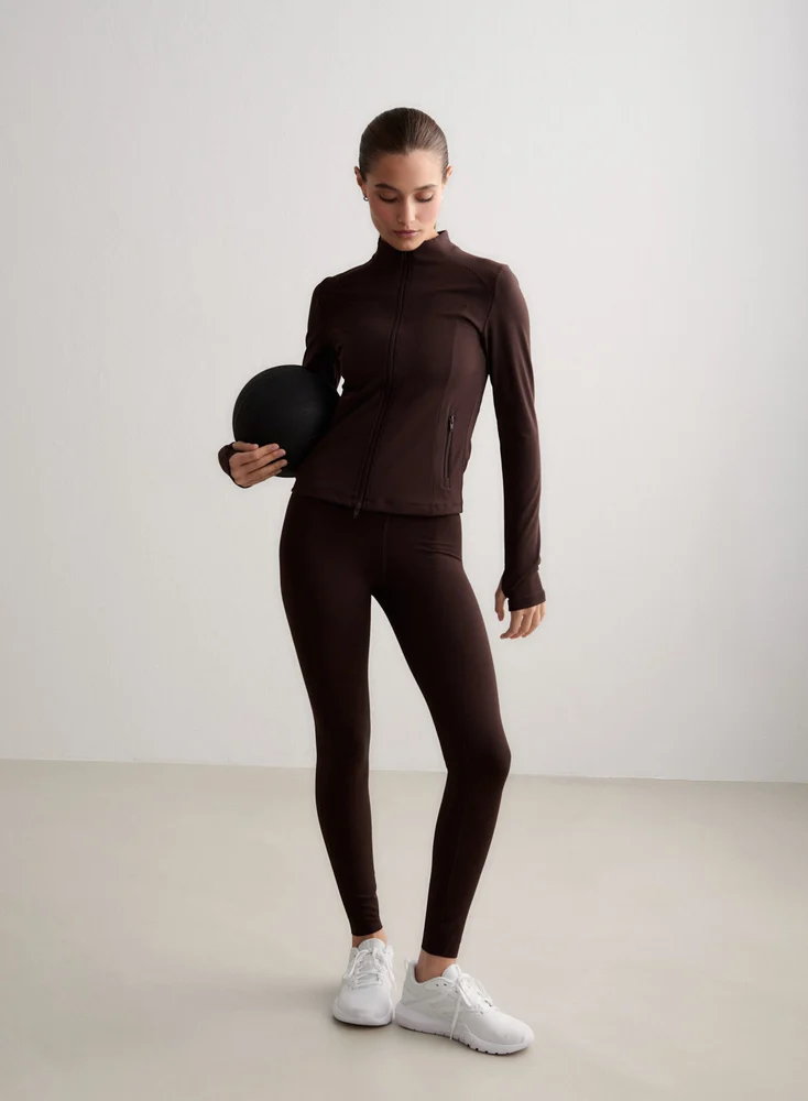 Aim'n Sense Tight Chocolate 23070055-147 dames sportlegging in de kleur Chocolate bruin met hoge tailleband