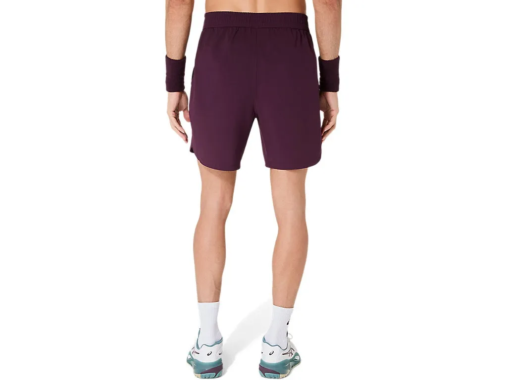 Detail van de elastische tailleband met trekkoord en ademende mesh-panelen op de Asics Game 7in Short.
