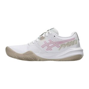 Zijaanzicht van de witte Asics Gel-Challenger 15 Padel dames padelschoen
