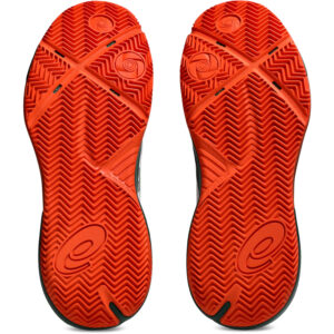 Zijaanzicht van de witte Asics Gel-Challenger 15 Padel herenschoen met Illusion Blue details.