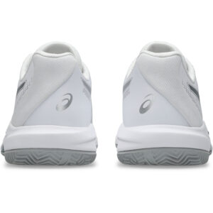 Zijaanzicht van de witte Asics Gel-Dedicate 9 Padel dames padelschoen