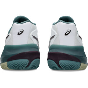Zijaanzicht van de witte Asics Gel-Resolution 10 Clay heren tennisschoen