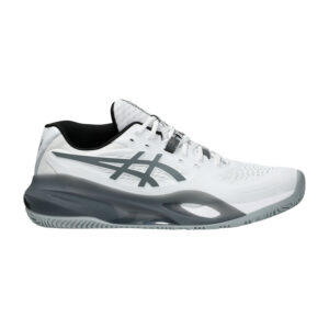 Zijaanzicht van de witte Asics Gel-Resolution 10 Padel herenschoen