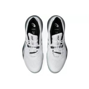 Zijaanzicht van de witte Asics Gel-Resolution 10 Padel herenschoen