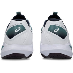 Zijaanzicht van de witte Asics Solution Speed FF 4 Clay heren tennisschoen