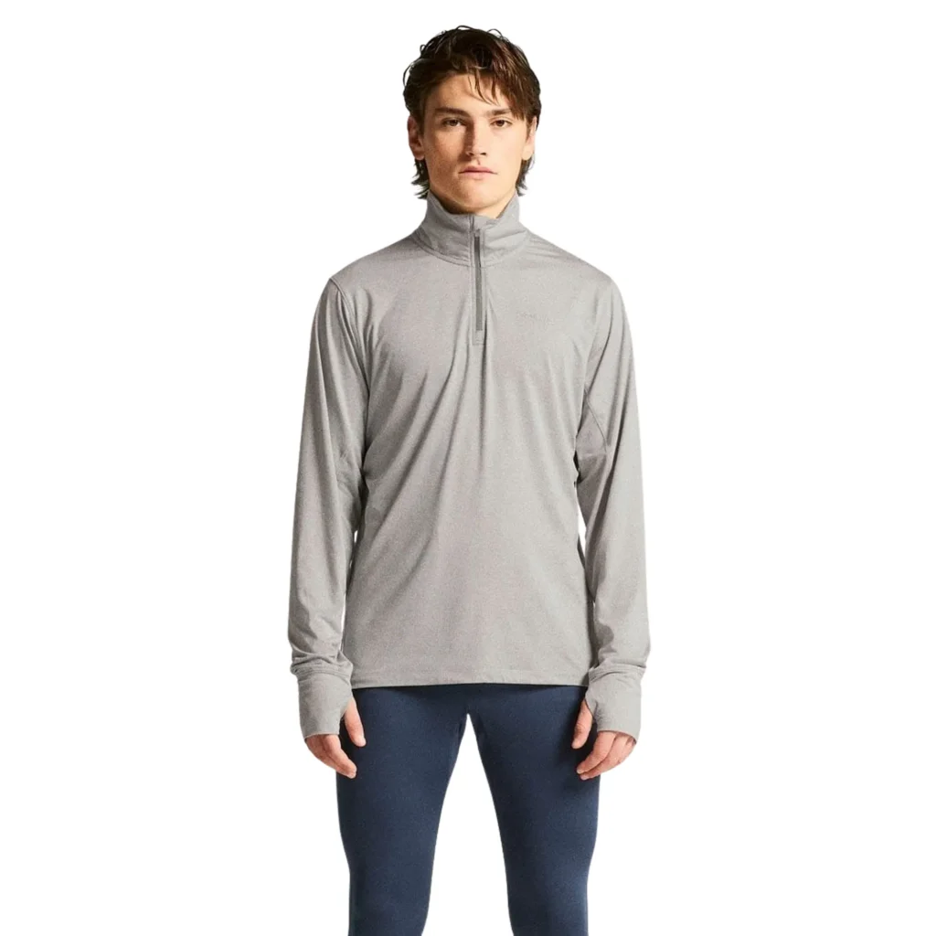 Craft Flow HZ LS heren sportshirt met lange mouwen en korte rits donkergrijs vooraanzicht