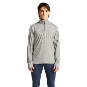 Craft Flow HZ LS heren sportshirt met lange mouwen en korte rits donkergrijs vooraanzicht