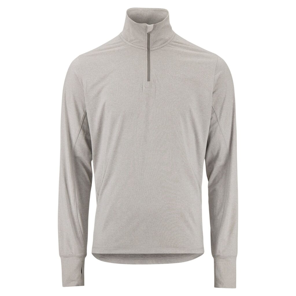 Craft Flow HZ LS heren sportshirt met lange mouwen en korte rits donkergrijs vooraanzicht