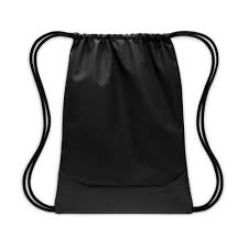 Nike BRSLA Drawstring IB4409-010 gymtas in het zwart met wit Nike logo en stevige koordsluiting