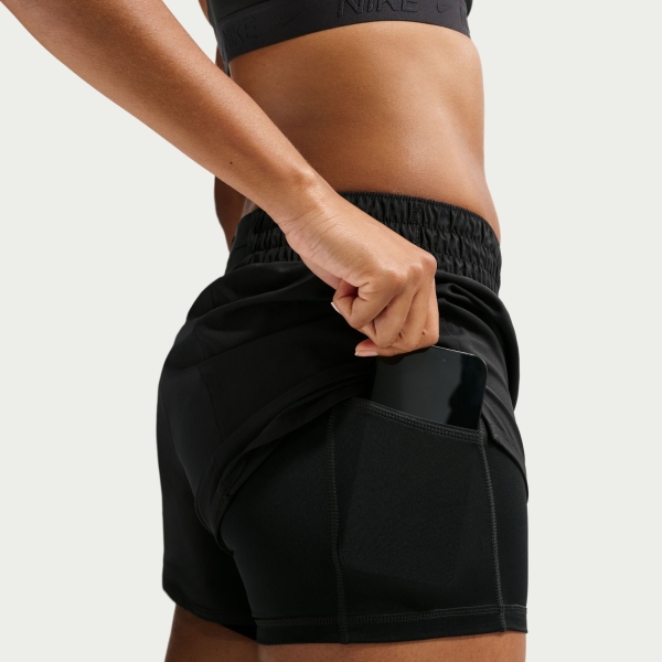 Nike One Dri-FIT 2-in-1 damesshort zwart wit DX6012-013