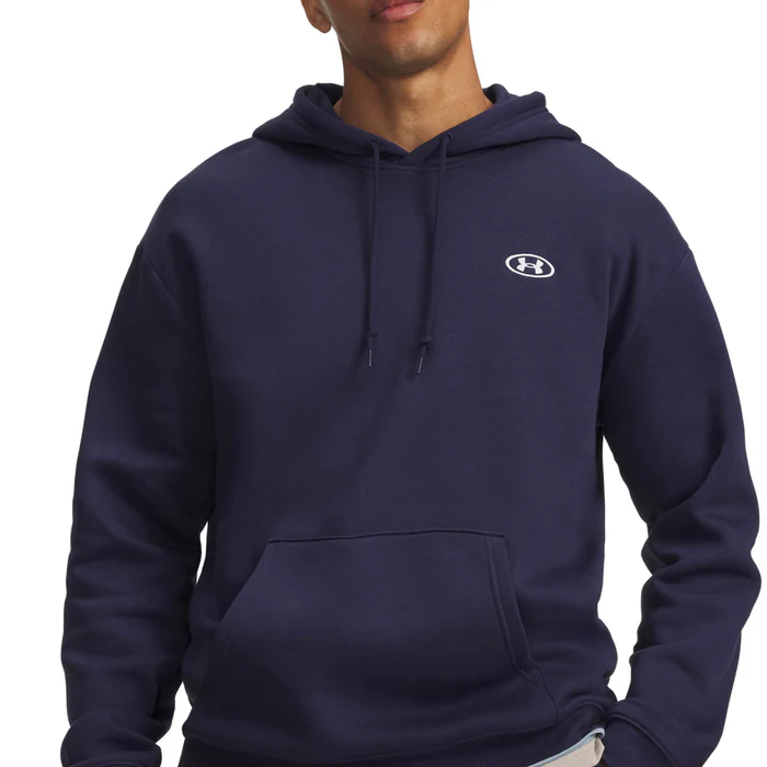 Under Armour Rival Fleece Hoodie in het donkerblauw (6013448-410) met buidelzak en capuchon voor heren