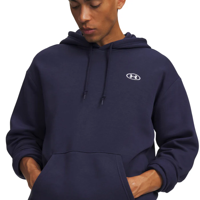 Under Armour Rival Fleece Hoodie in het donkerblauw (6013448-410) met buidelzak en capuchon voor heren