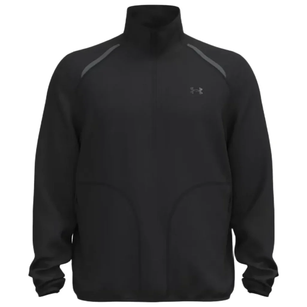Under Armour Unstoppable Fleece trui voor heren in het zwart (6017023-008) met een halve ritssluiting en opstaande kraag