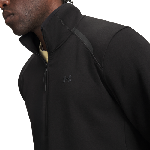 Under Armour Unstoppable Fleece trui voor heren in het zwart (6017023-008) met een halve ritssluiting en opstaande kraag