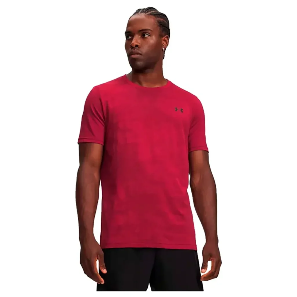 Under Armour Vanish Elite Seamless SS Camo sportshirt voor heren in rood-camouflage (6010589-625) met naadloos ontwerp