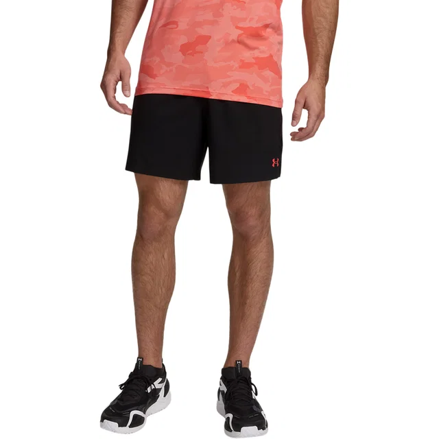 Under Armour Vanish Woven 2.0 6 Inch Short 6009865-012 in Ultimate Black en Venom Red