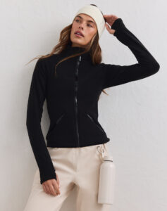 Aim'n Black Stretch Fleece Zip Jacket warm en elastisch zwart dames fleece vest met rits