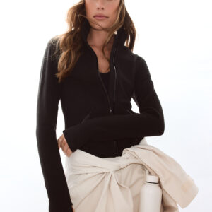 Aim'n Black Stretch Fleece Zip Jacket warm en elastisch zwart dames fleece vest met rits