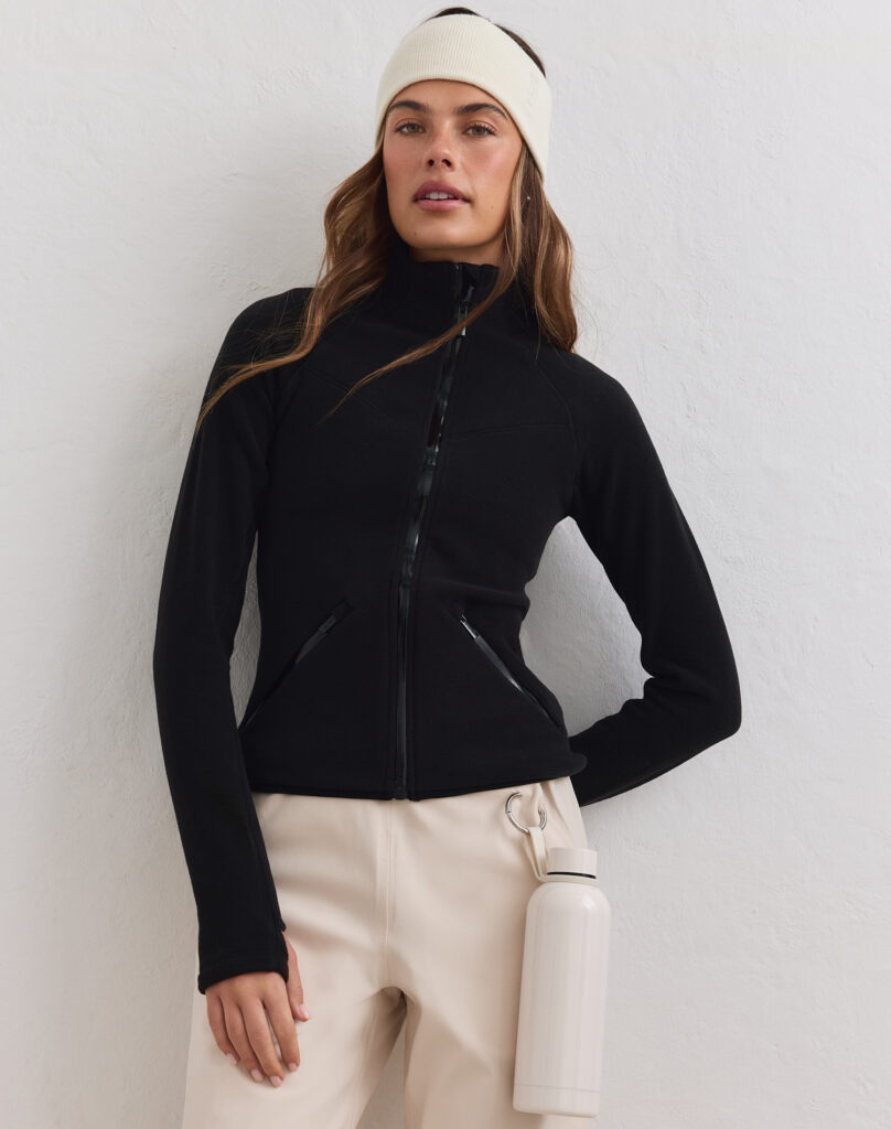 Aim'n Black Stretch Fleece Zip Jacket warm en elastisch zwart dames fleece vest met rits