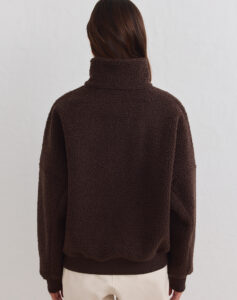 Aim'n Chocolate Pile Half Zip warme en zachte bruine dames teddy fleece sweater met halve rits