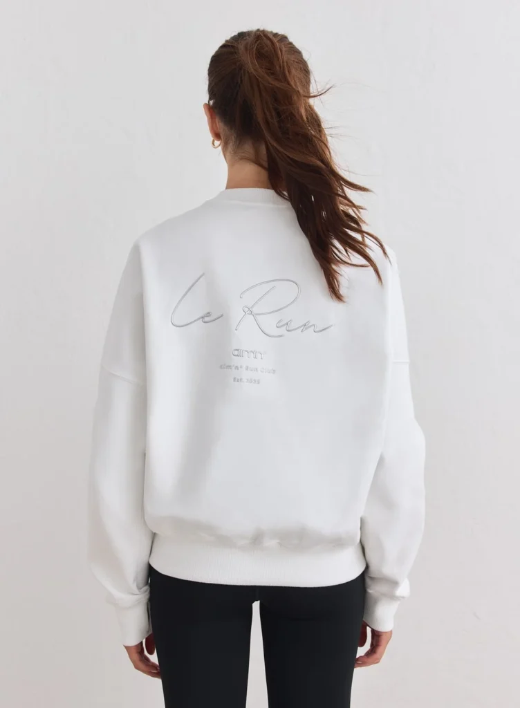 Aim'n White Le Run Running Sweatshirt ademende en warme witte dames hardlooptrui
