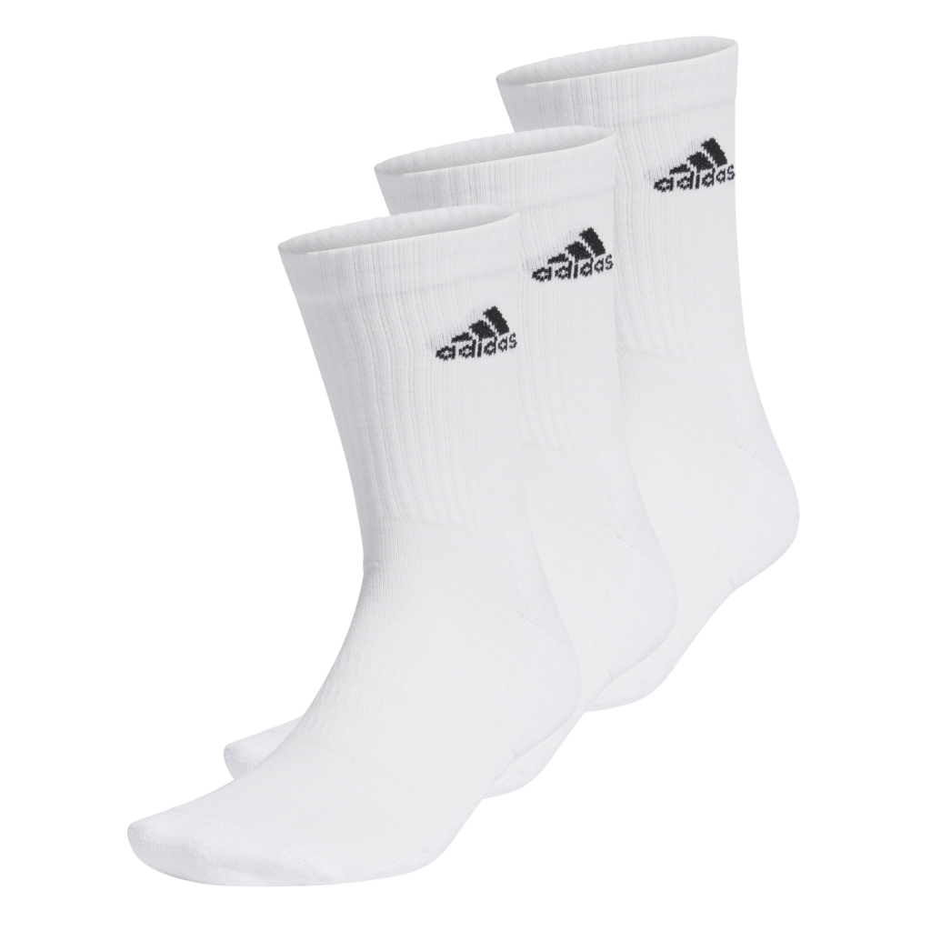 adidas C Spw Crw 3P Sock HT3446 witte hoge sportsokken met zwarte adidas Badge of Sport en gedempte zool 3-pack