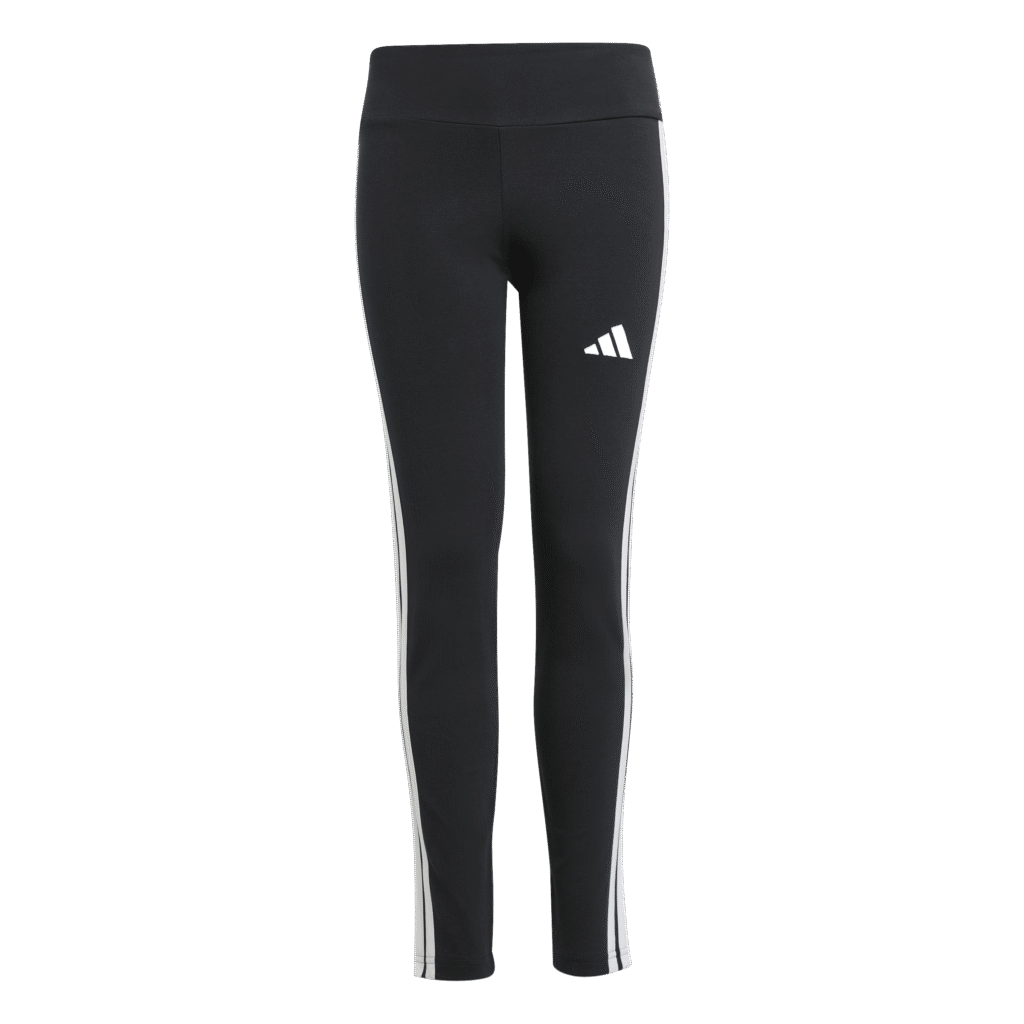 Adidas JG 3s Leg 230 JD6473 zwarte meiden sportlegging met de iconische witte 3-Stripes